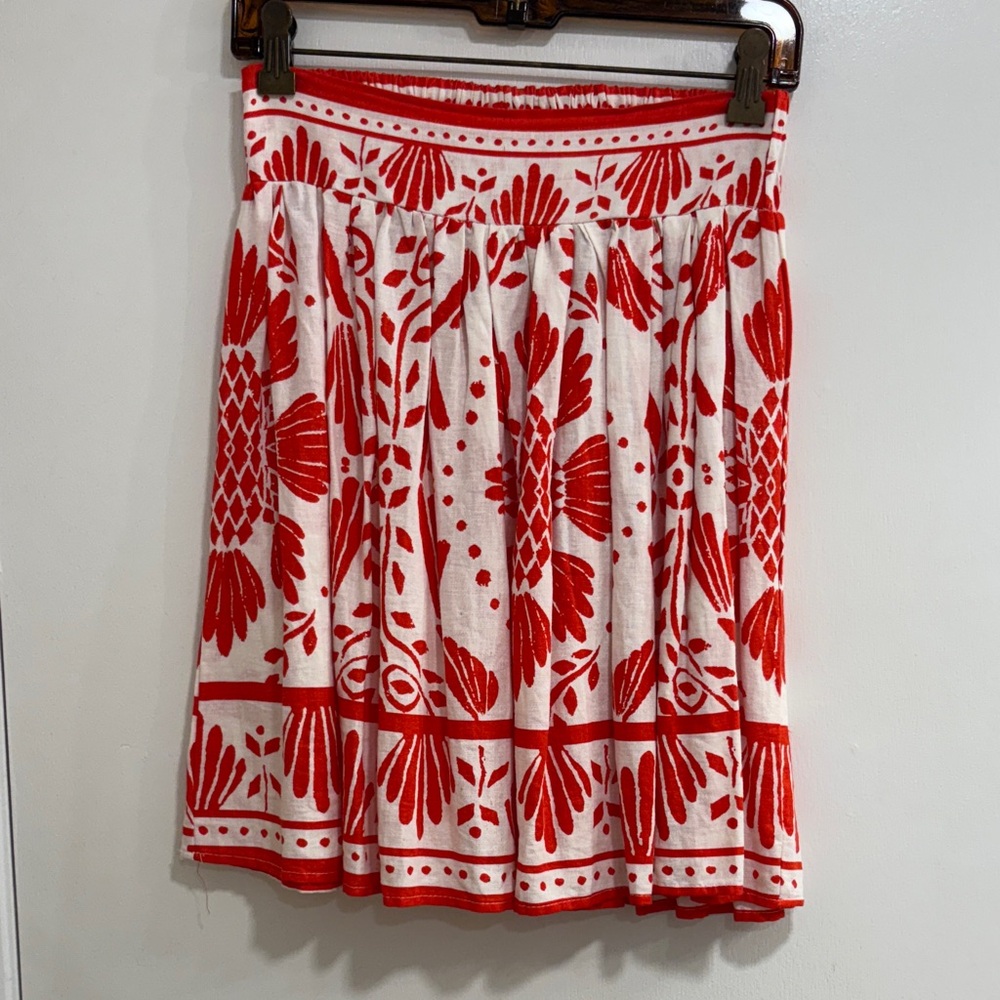 Haute Hippie Red and White A-Line Skirt